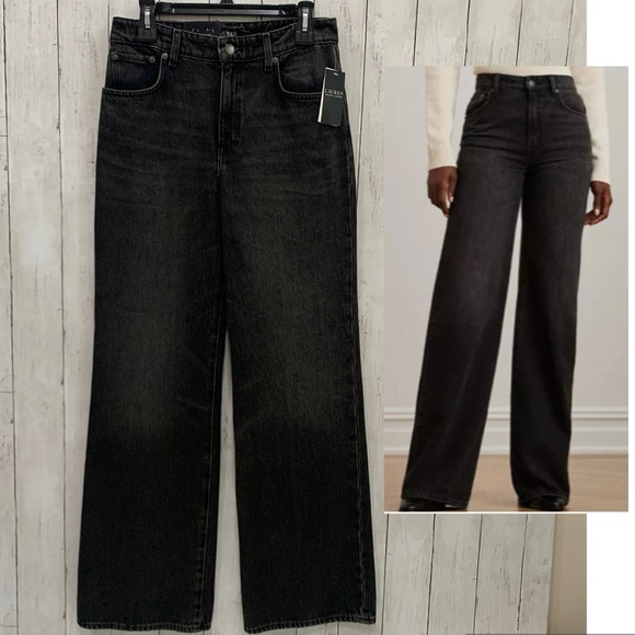 Lauren Ralph Lauren Denim - Lauren Ralph Lauren Wide Leg Mid Rise Non Stretch Jeans Creased Easy W27 Size 4